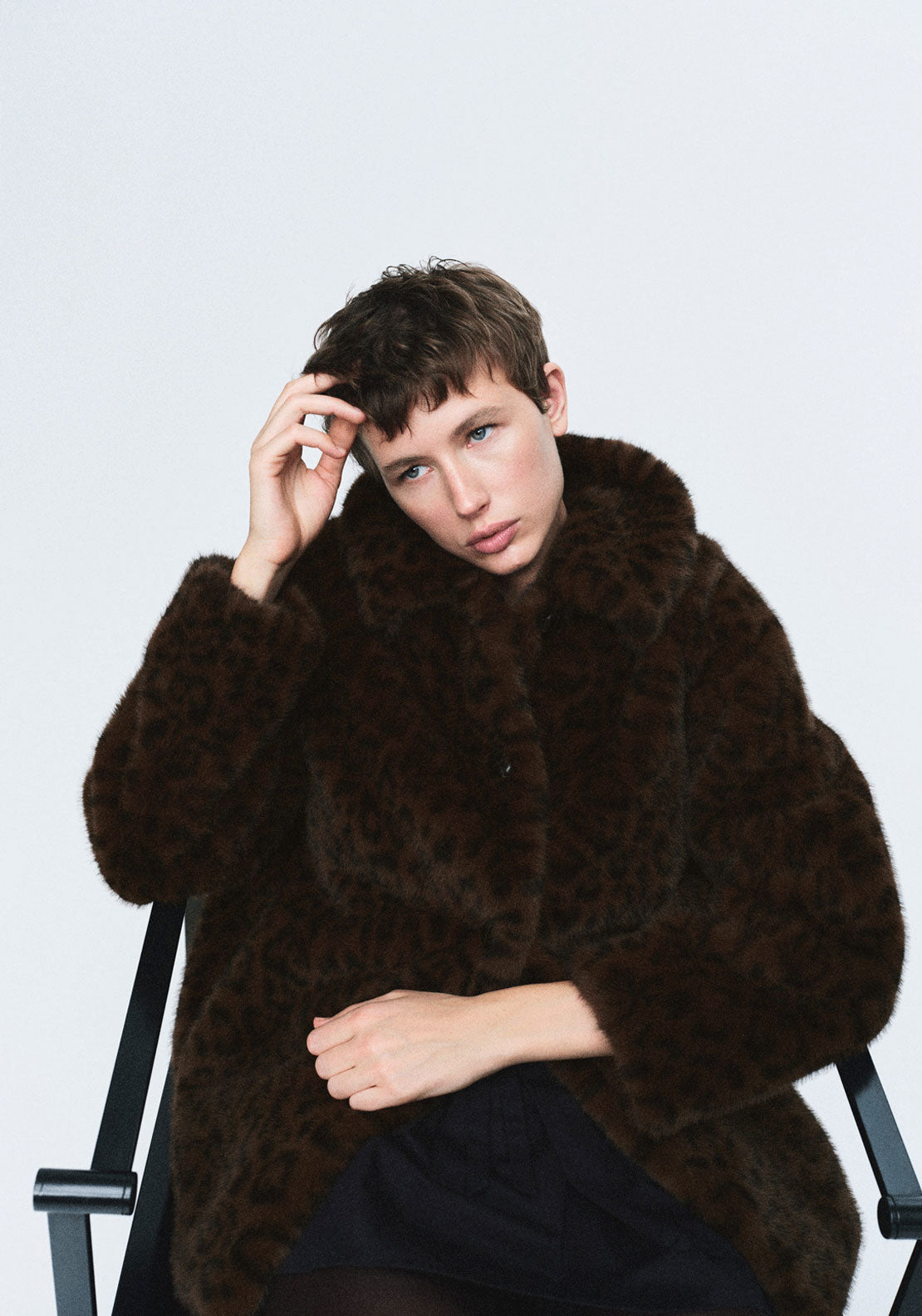 Leopard Fur Effect Coat - Brown