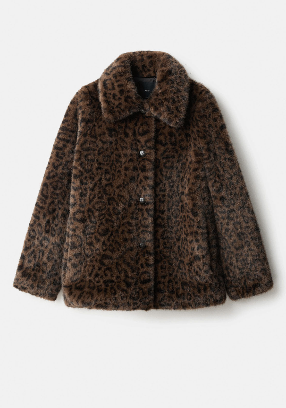 Leopard Fur Effect Coat - Brown