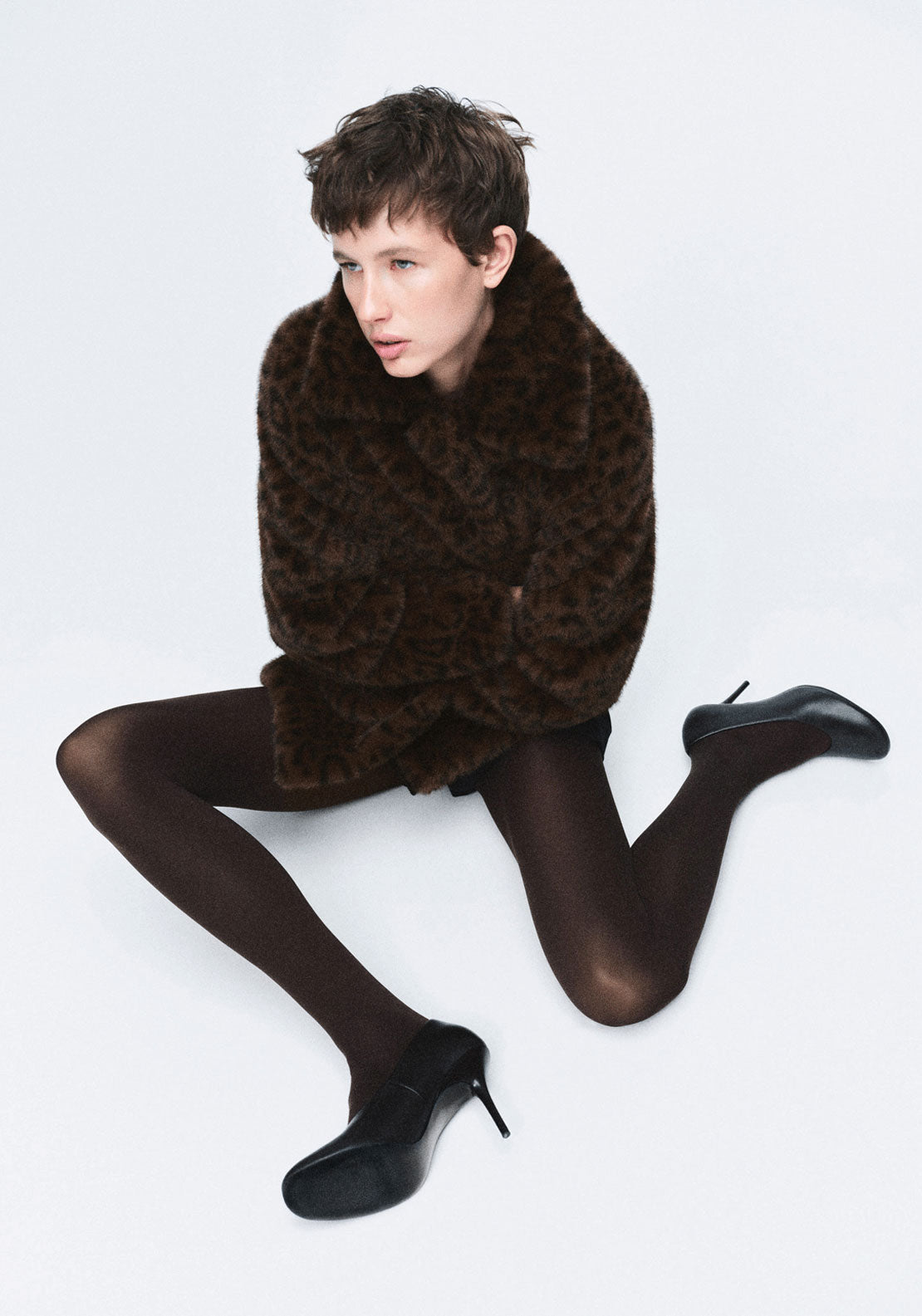 Leopard Fur Effect Coat - Brown