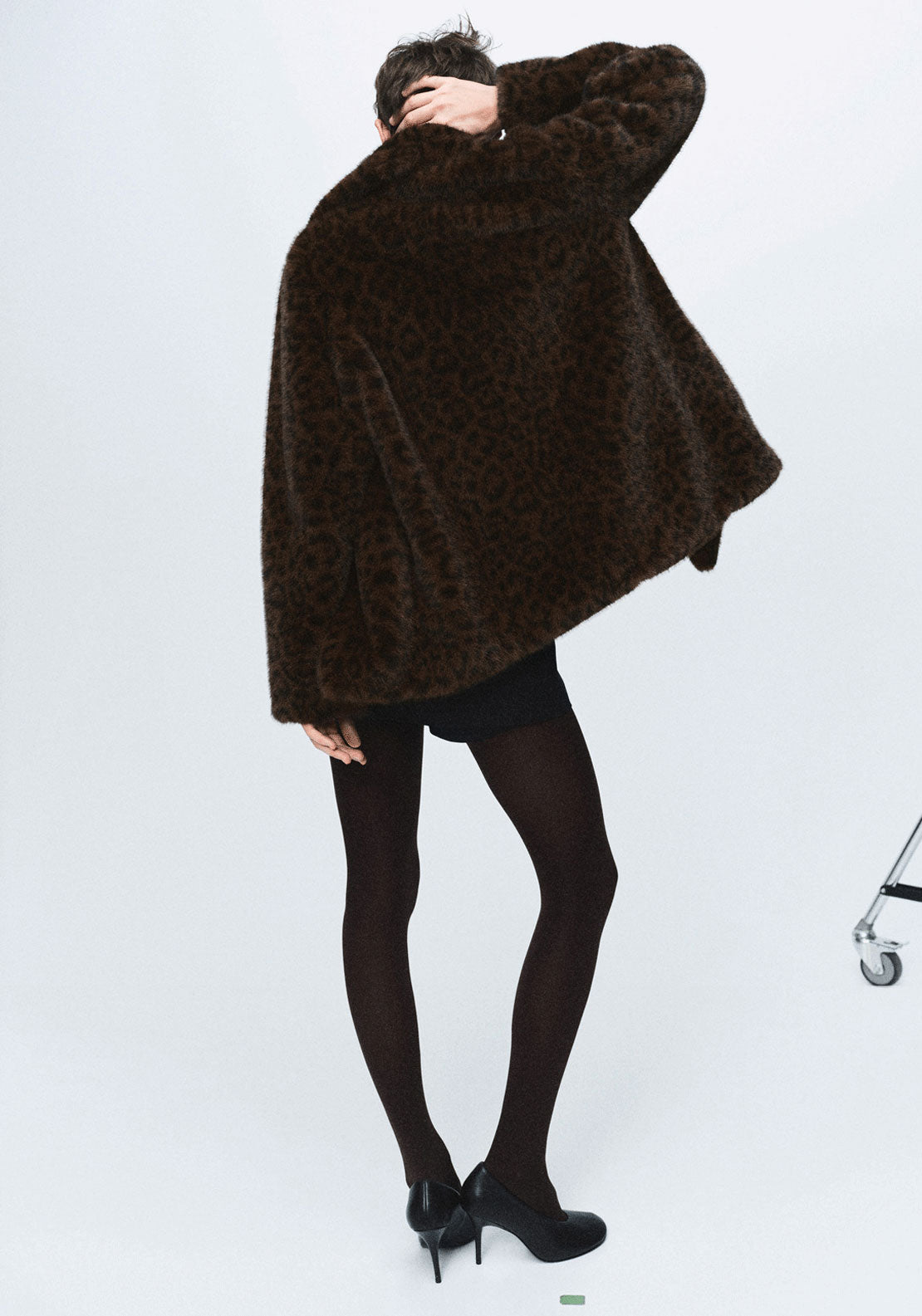 Leopard Fur Effect Coat - Brown