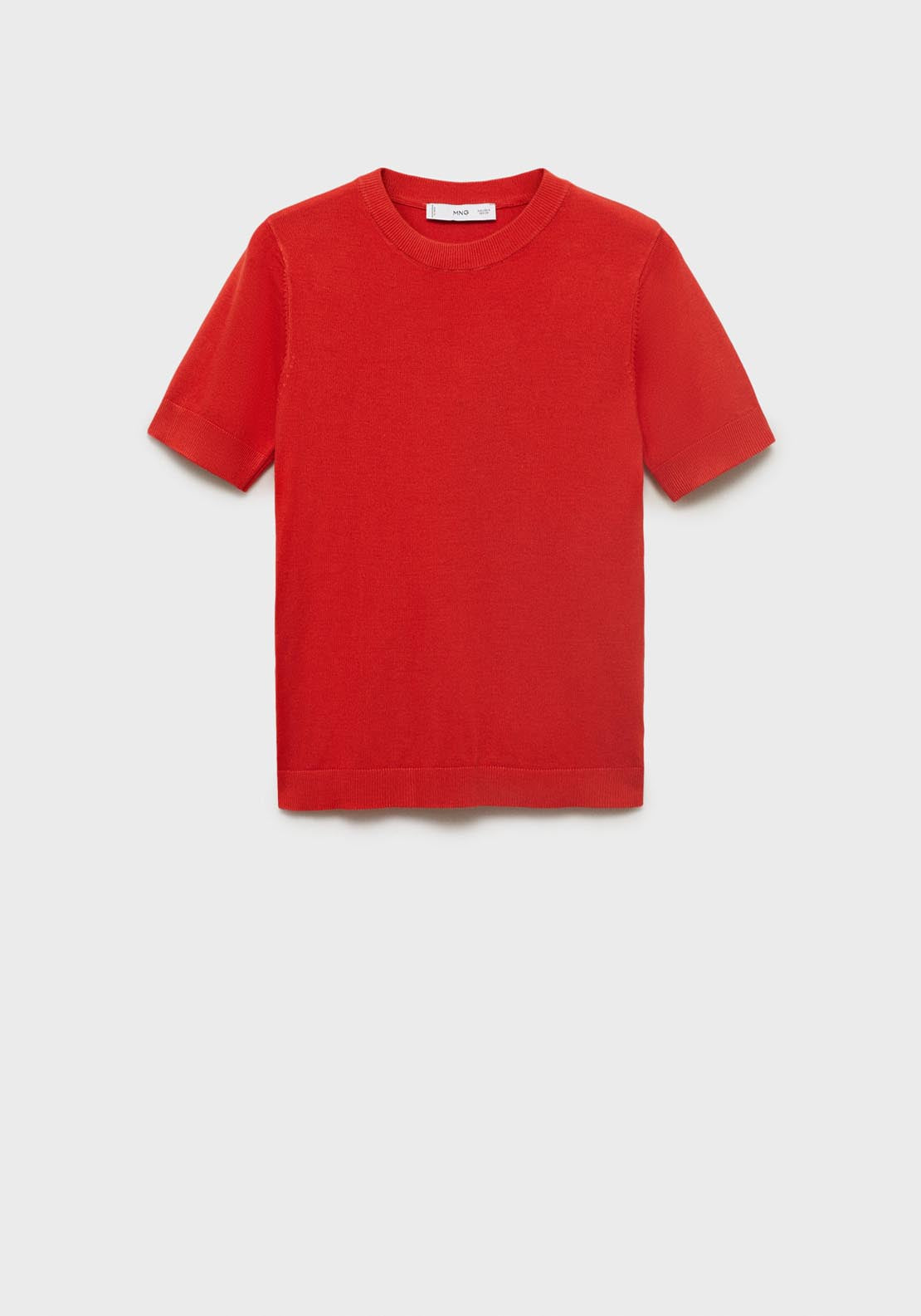 Mango Short Sleeved Fine Knit Sweater - Red 1 Shaws Department Stores