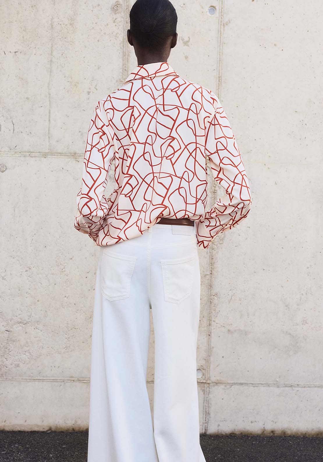 Shirt With Abstract Print - Orange