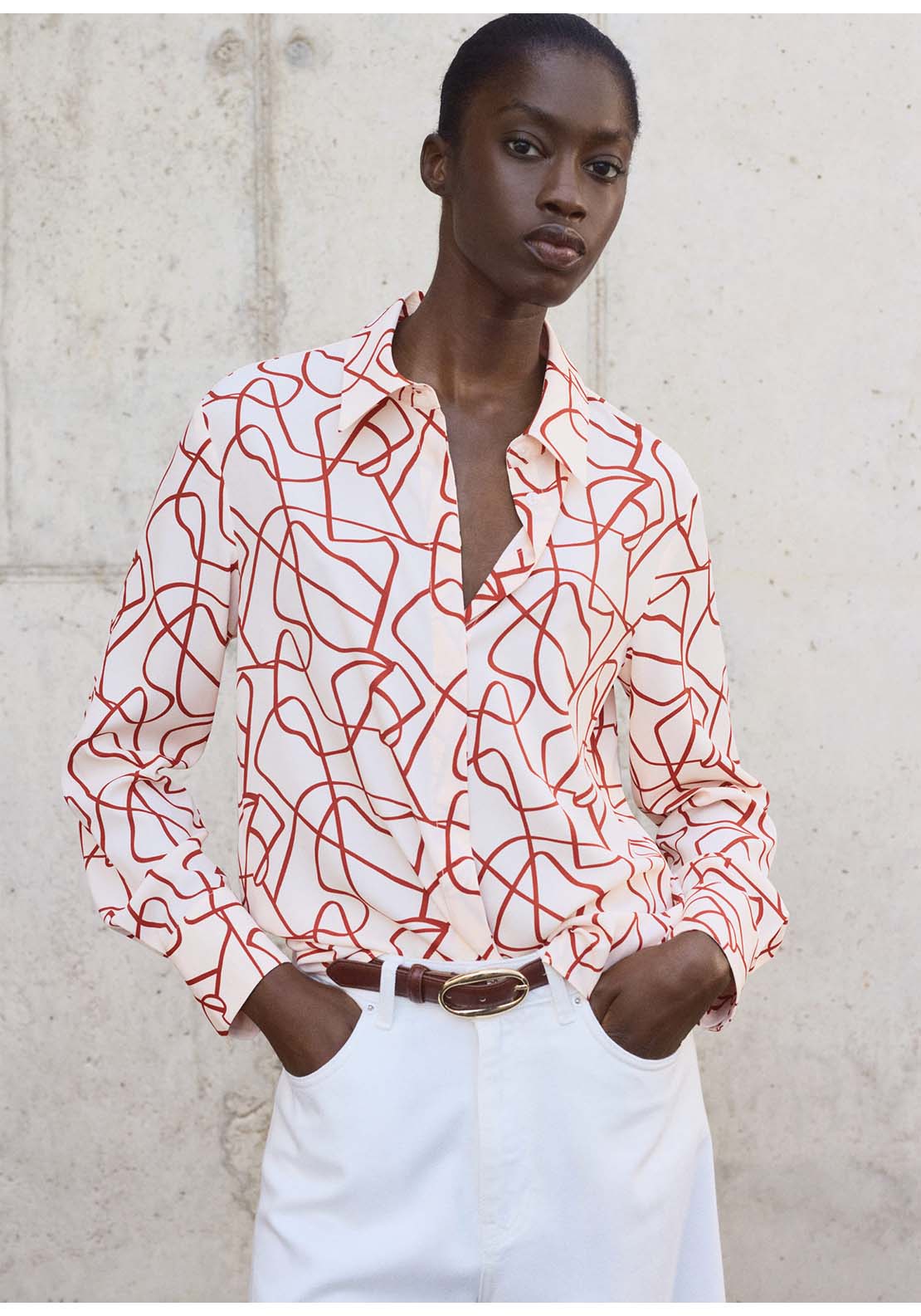 Abstract Print Shirt - Orange