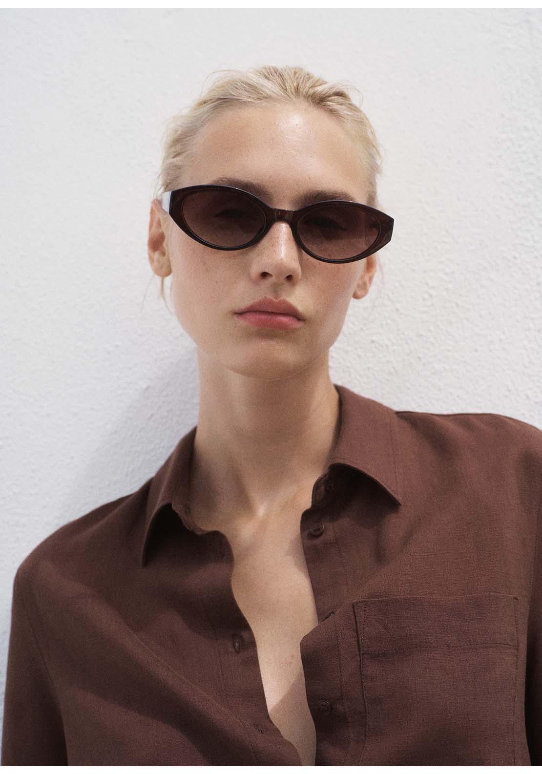 Lyocell Shirt With Pocket - Brown