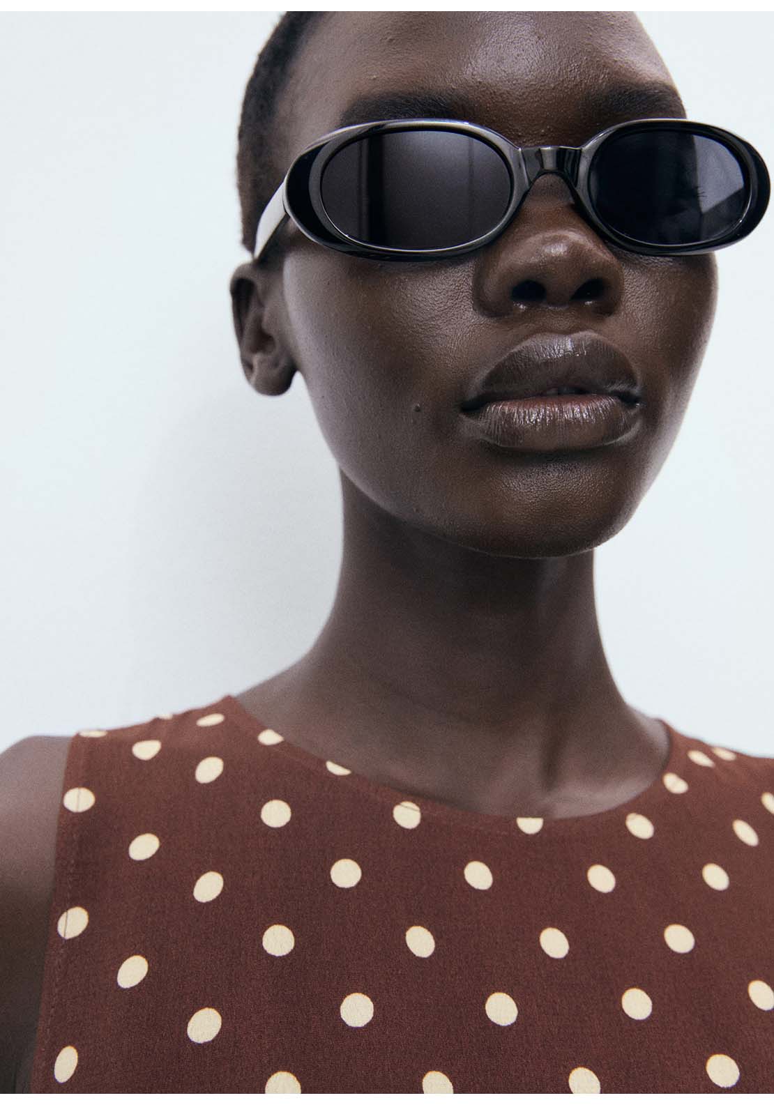 Polka Dot Midi Dress - Brown