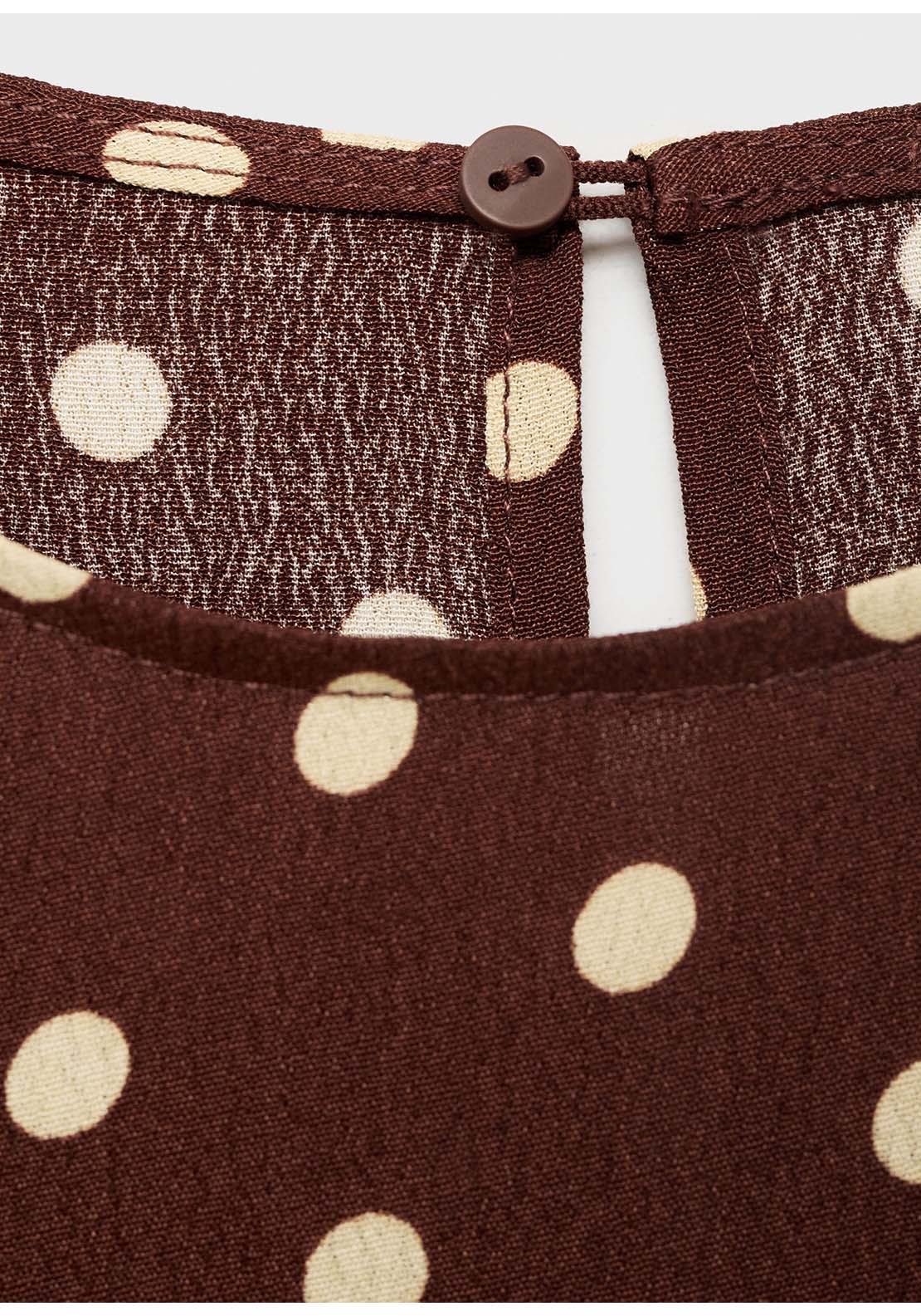 Polka Dot Midi Dress - Brown