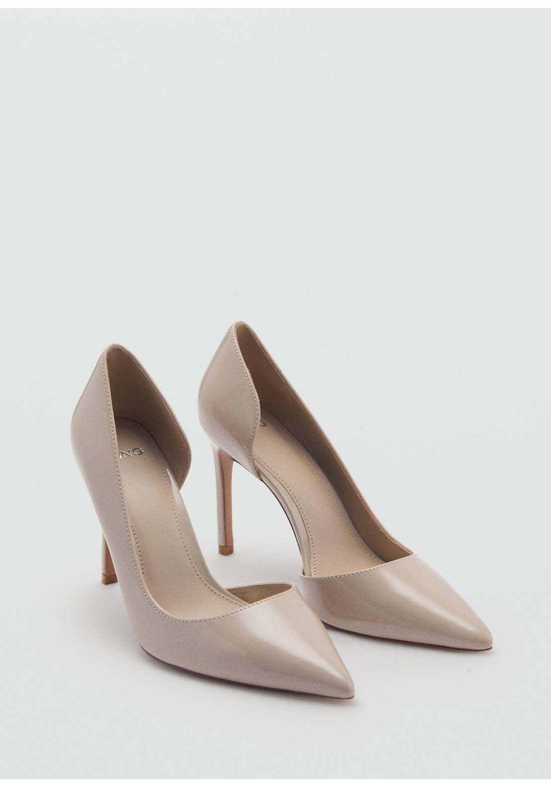 Asymmetrical Leather Effect Heeled Shoes - Grey