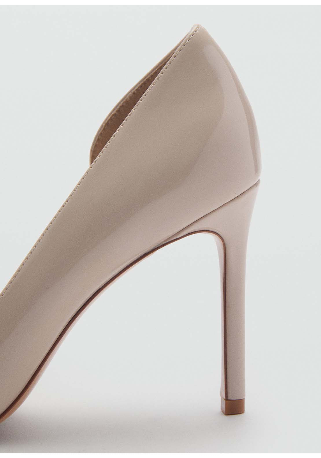 Asymmetrical Leather Effect Heeled Shoes - Grey