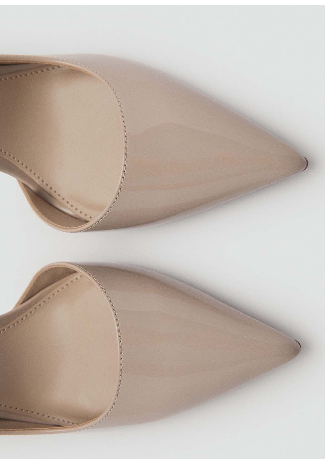 Asymmetrical Leather Effect Heeled Shoes - Grey