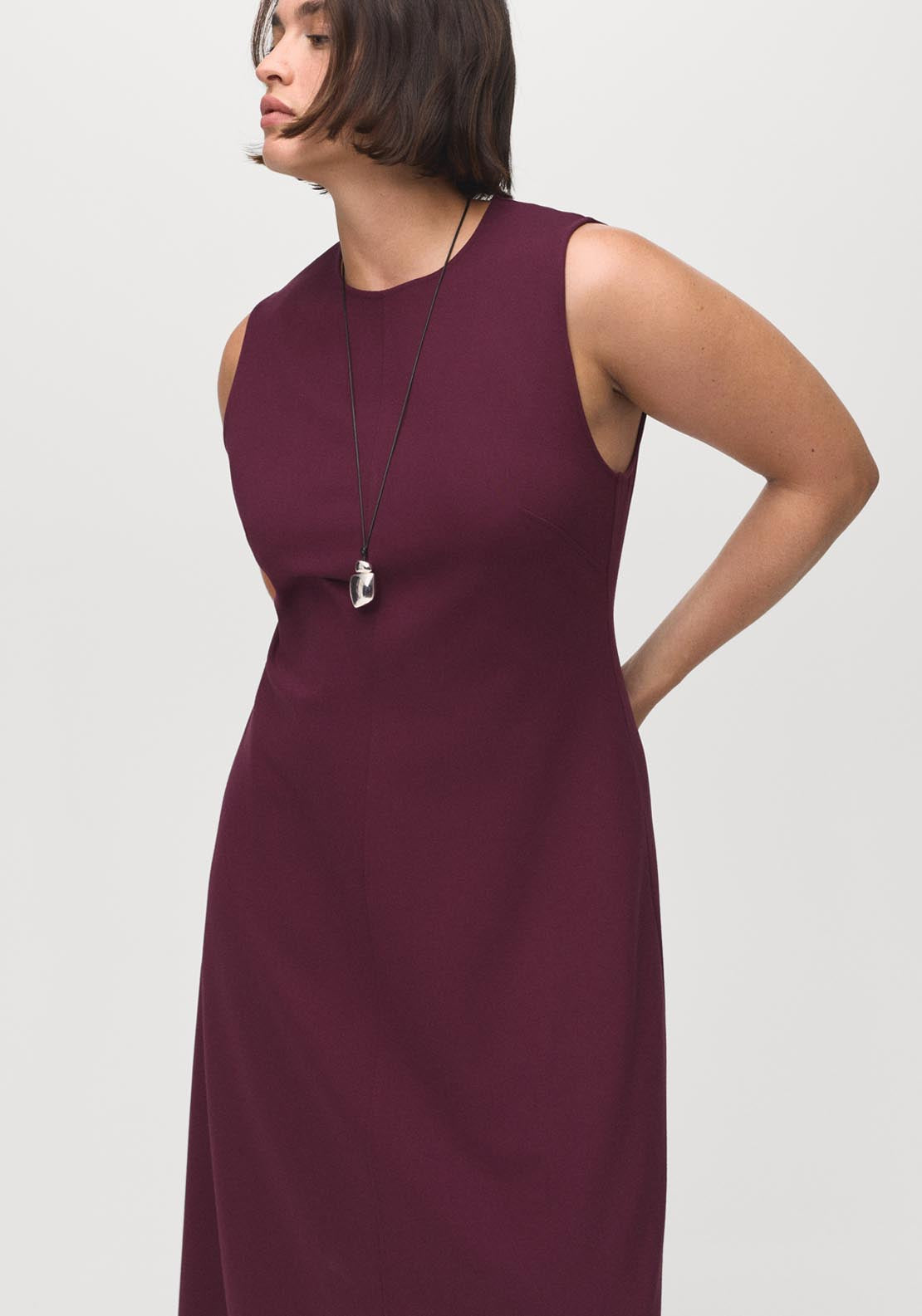 Mango Long Flared Dress - Red 2 Shaws Department Stores