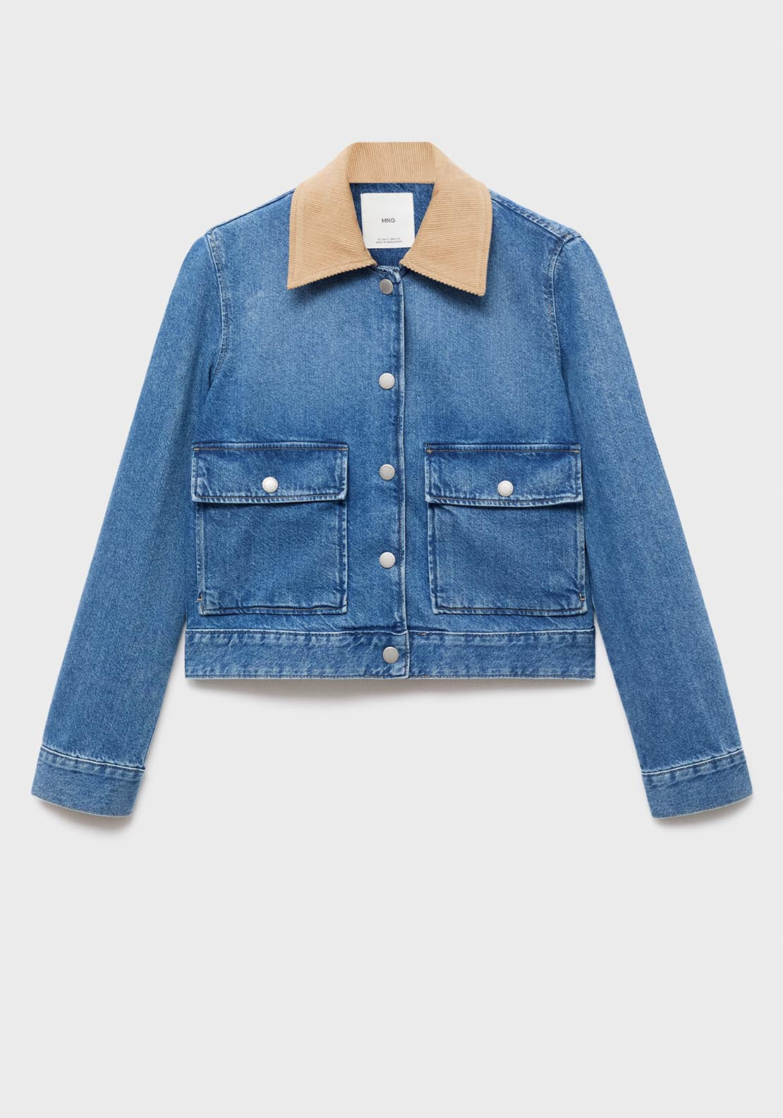 Mango Corduroy Collar Denim Jacket - Blue 7 Shaws Department Stores