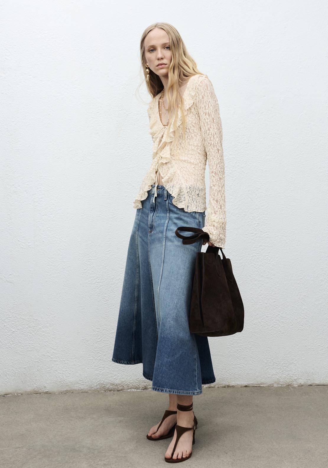 Mango Denim Midi Skirt - Blue 3 Shaws Department Stores