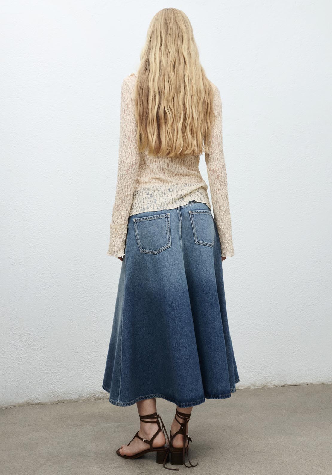 Mango Denim Midi Skirt - Blue 2 Shaws Department Stores