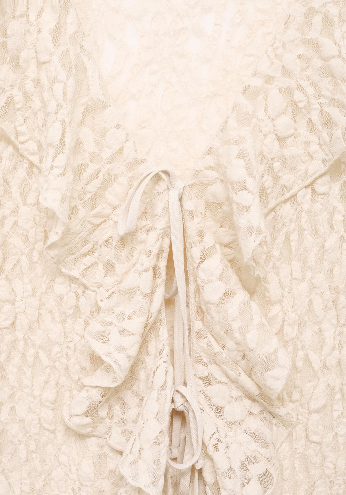 Mango Lace Blouse With Ruffles - Beige 5 Shaws Department Stores
