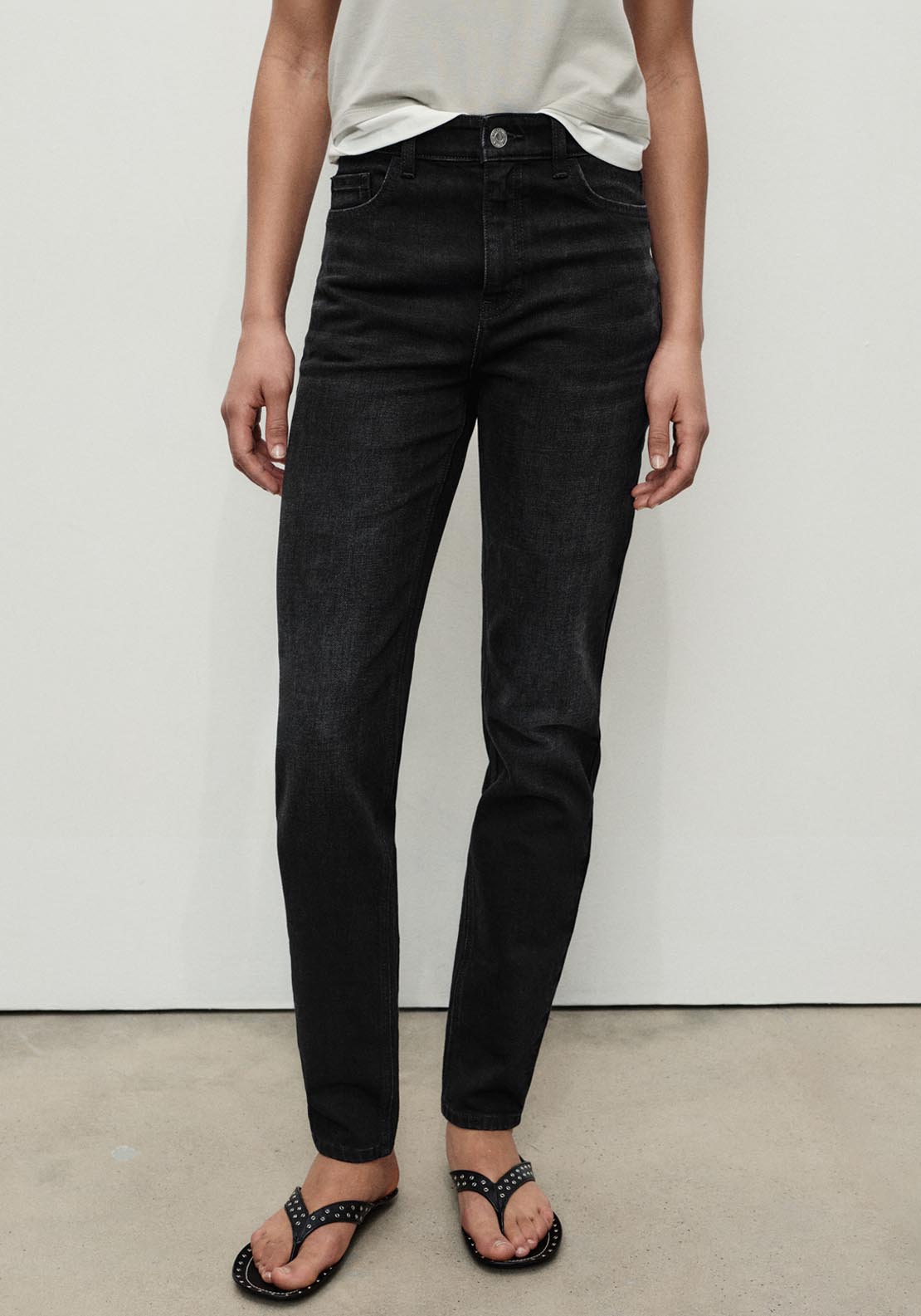 Mango Newmom Comfort High Rise Jeans - Grey 1 Shaws Department Stores