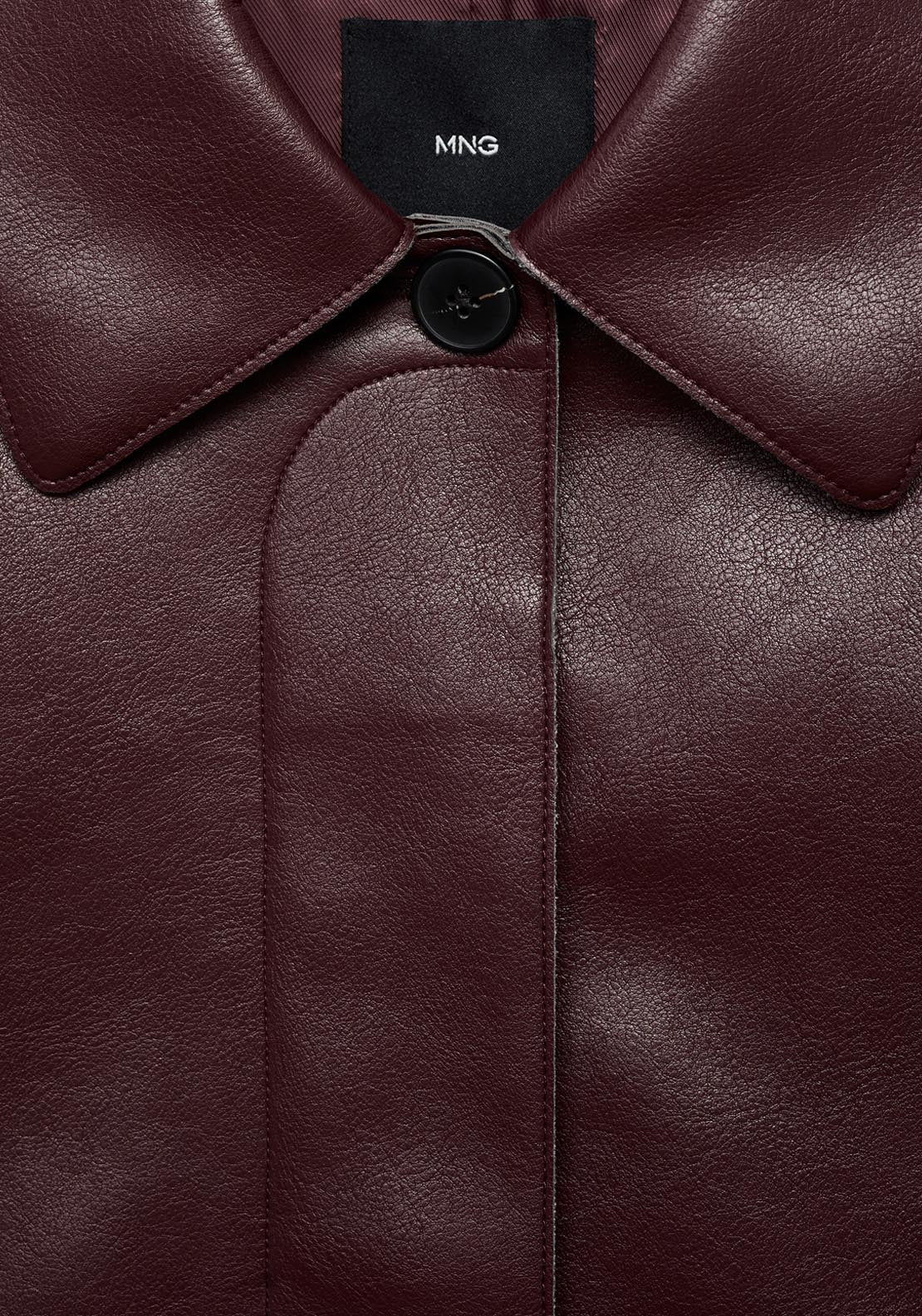 Mango Leather Effect Jacket With Pockets - Red 3 Shaws Department Stores