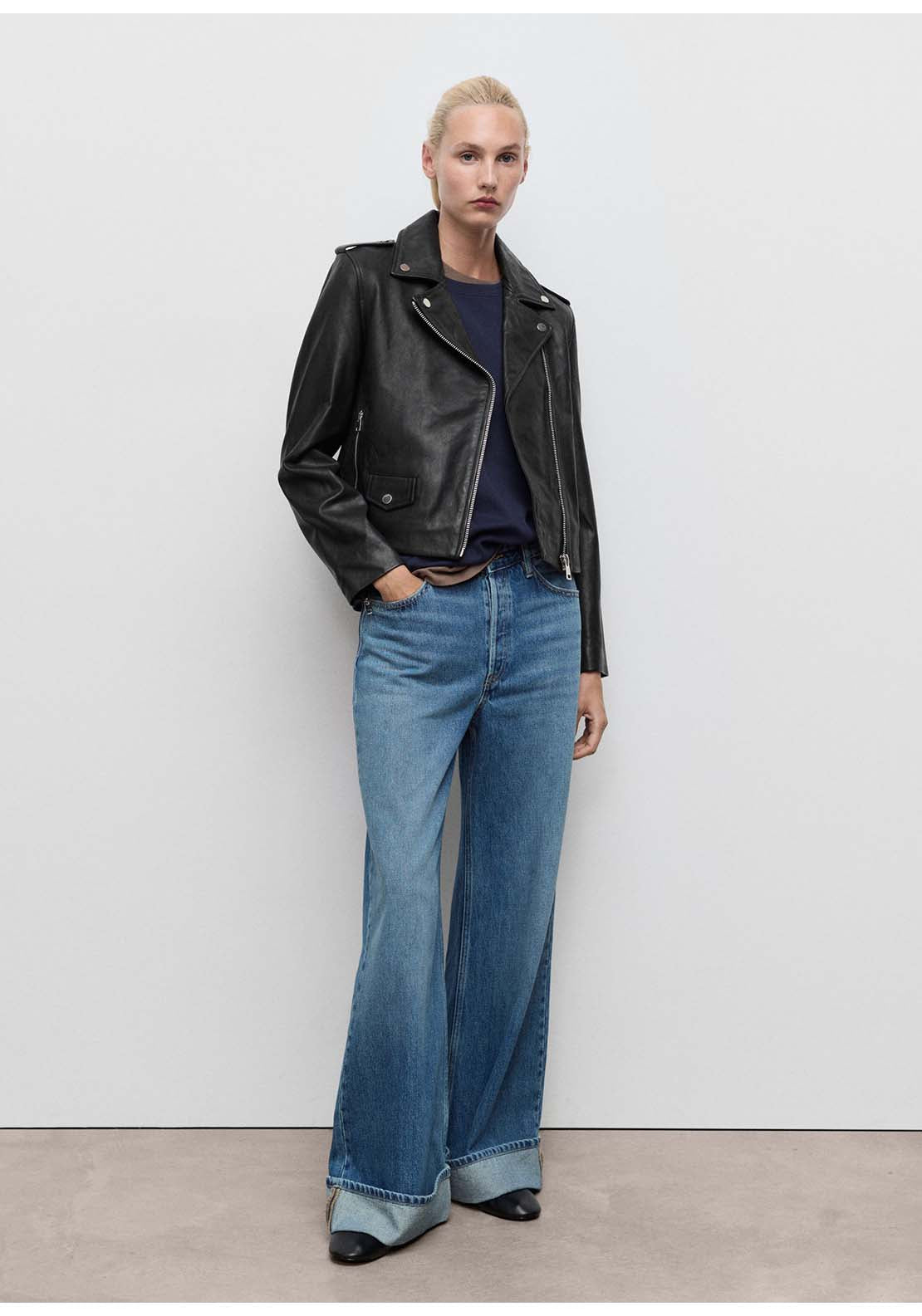 Leather Biker Jacket - Black