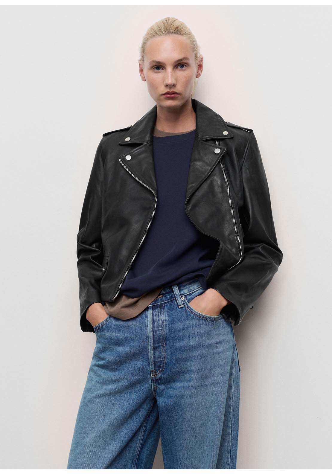 Leather Biker Jacket - Black