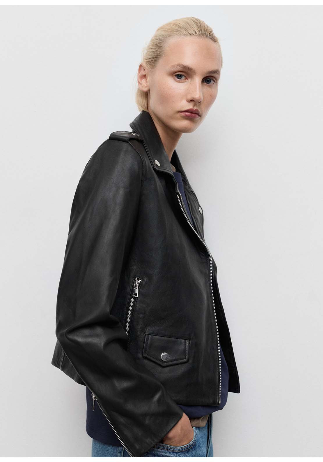 Leather Biker Jacket - Black
