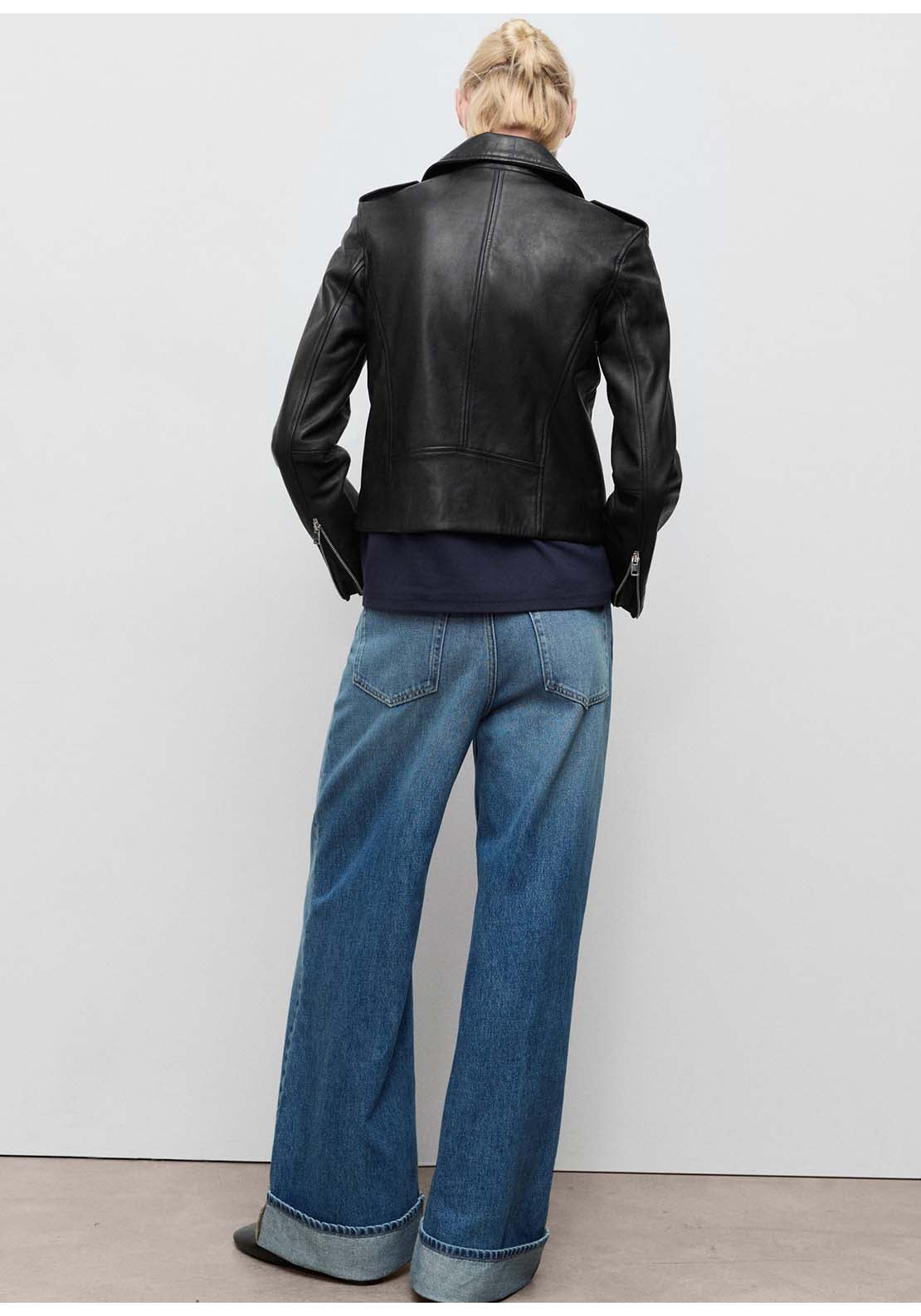 Leather Biker Jacket - Black