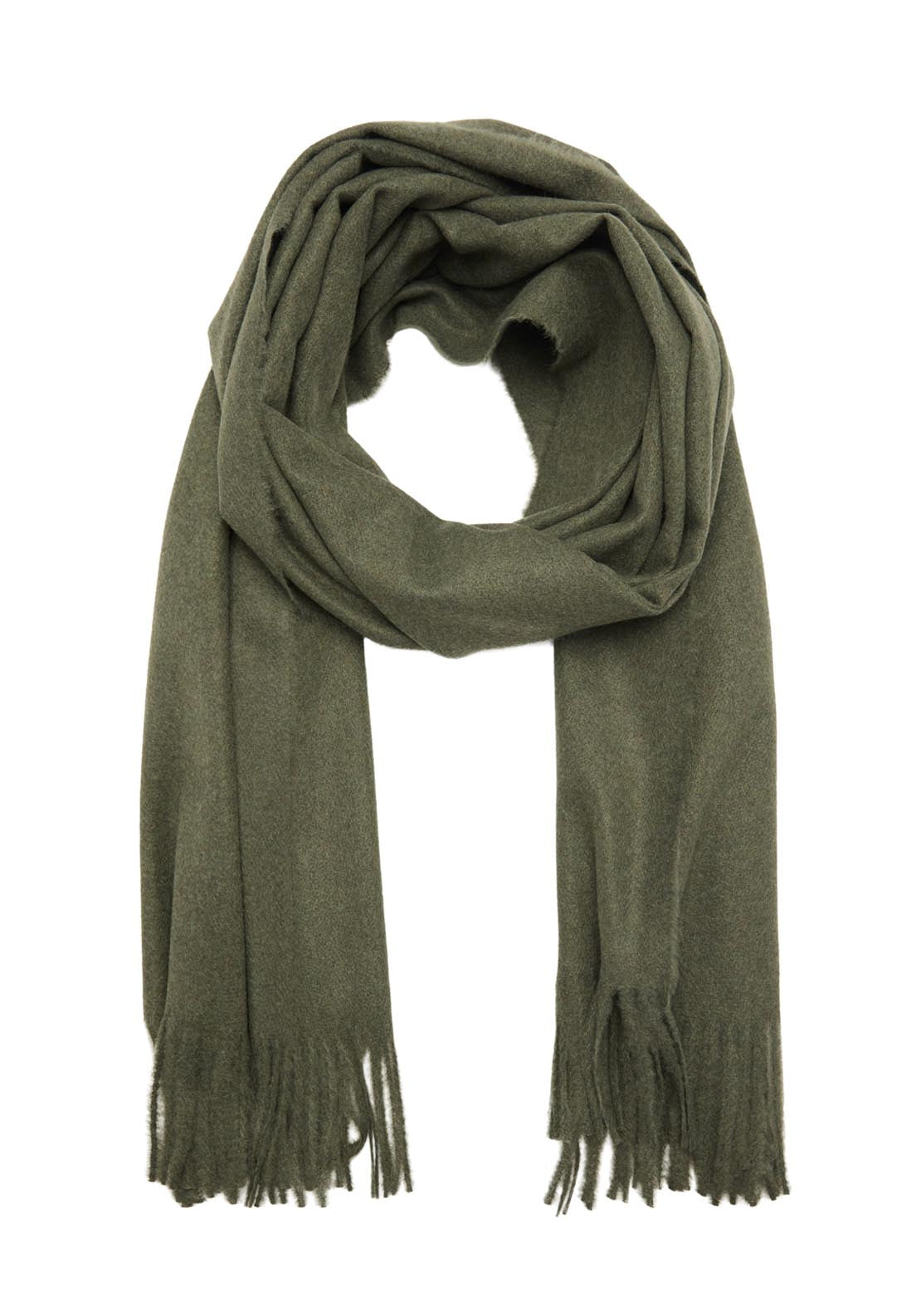 Mango Fringed Edge Scarf - Green 1 Shaws Department Stores