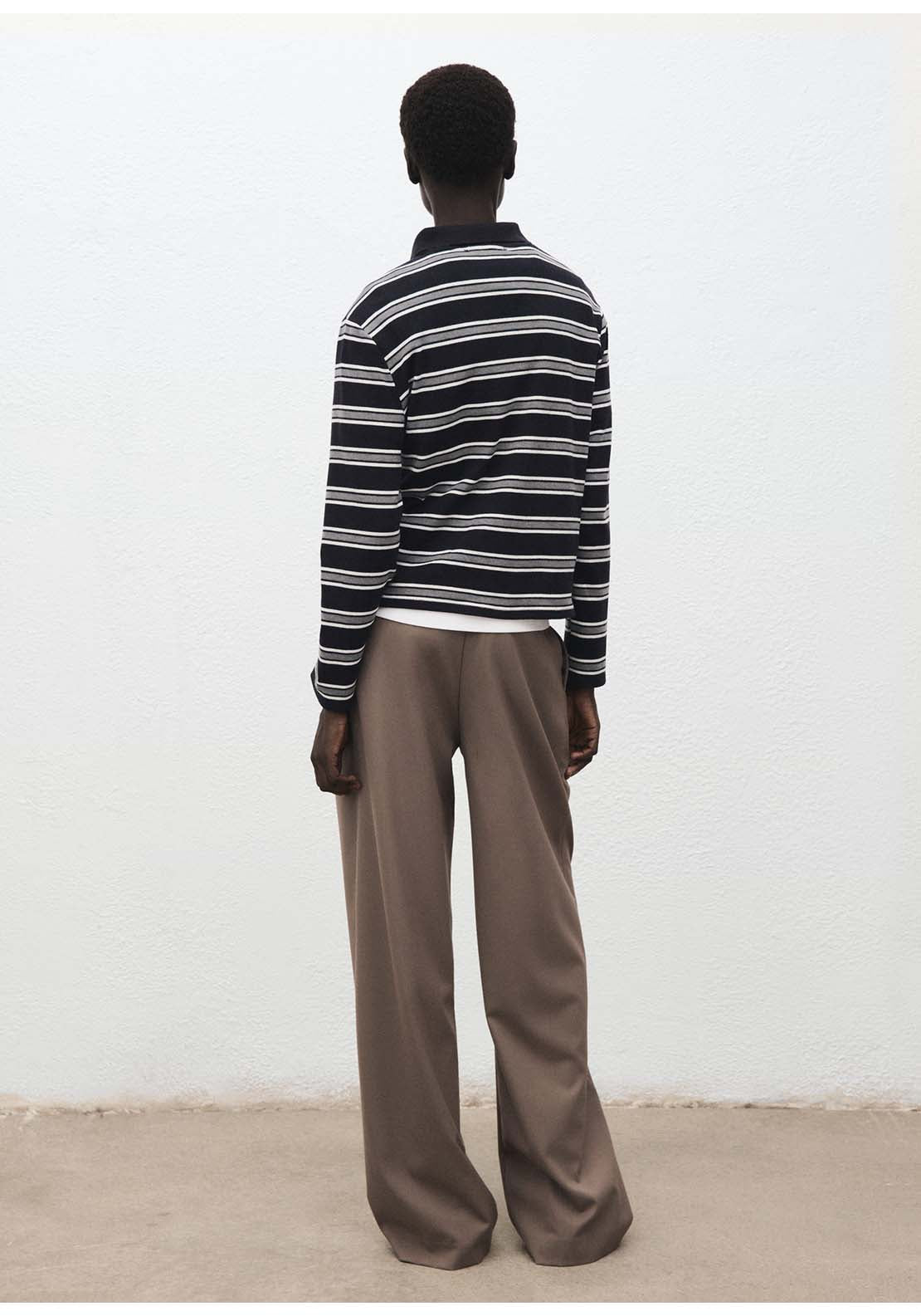 Striped Polo Neck T-Shirt - Blue