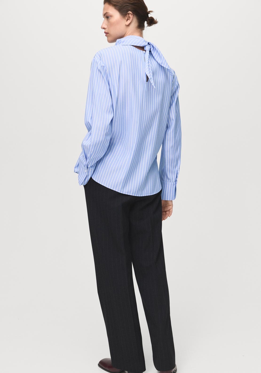 Mango Striped Blouse With Handkerchief - Blue 2 Shaws Department Stores