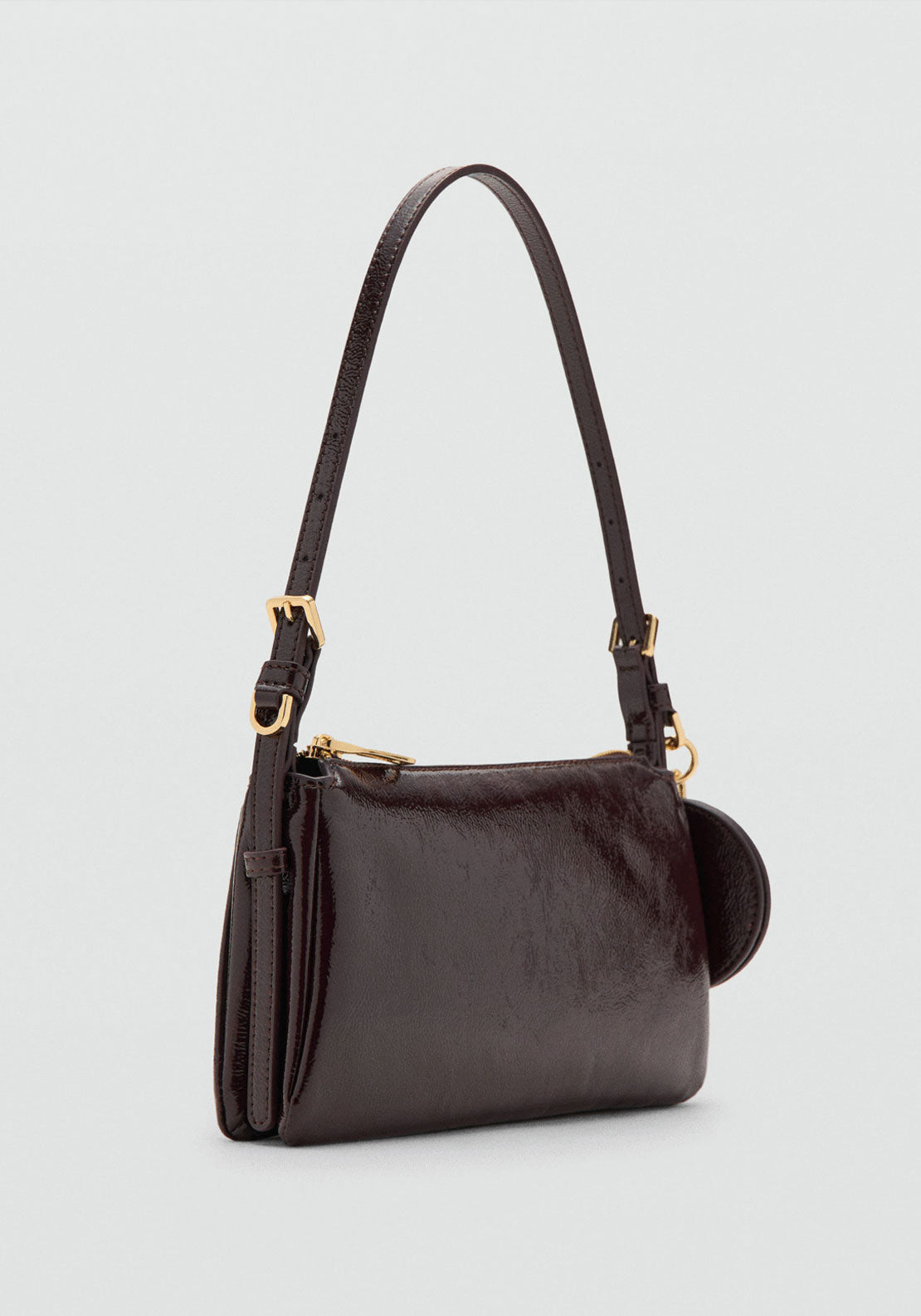 Shiny Shoulder Bag - Burgundy