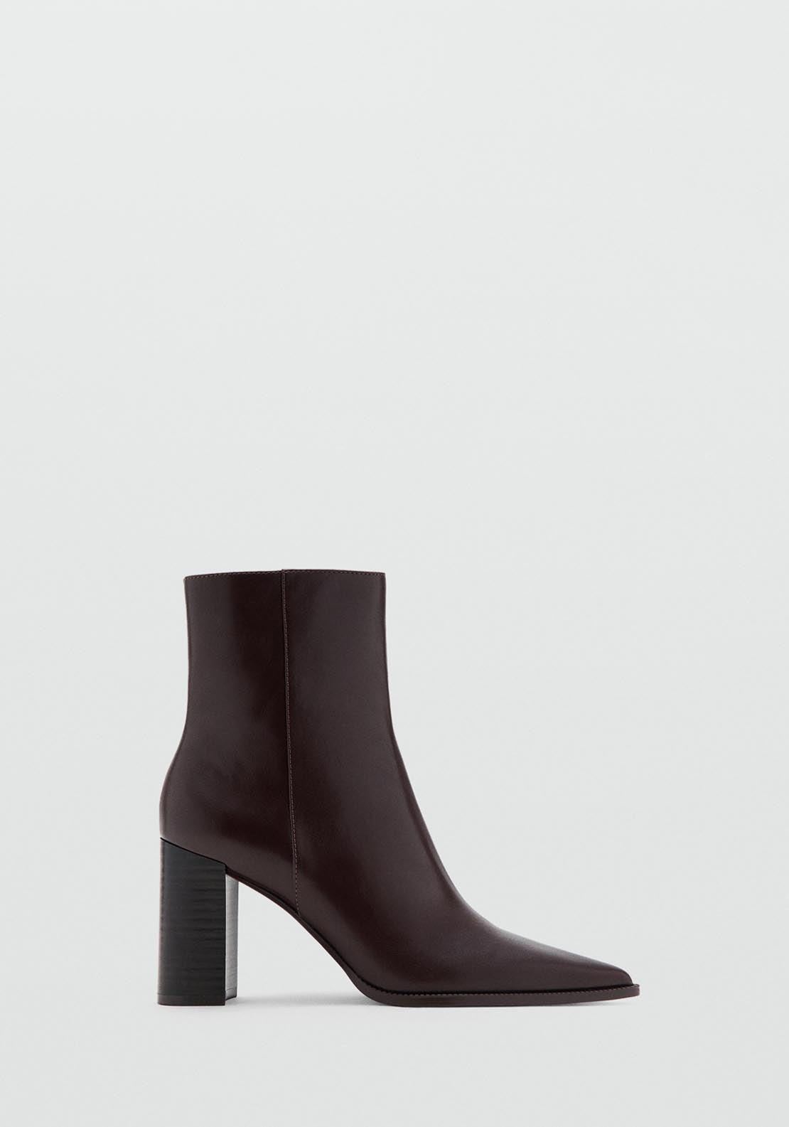 Ankle Boots With Block Heel - Brown