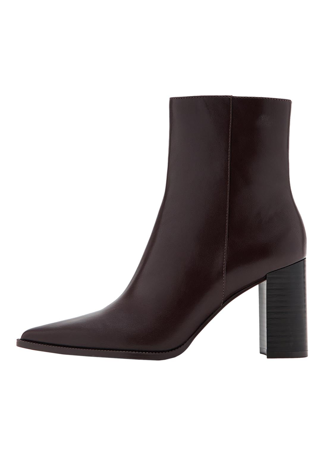 Ankle Boots With Block Heel - Brown