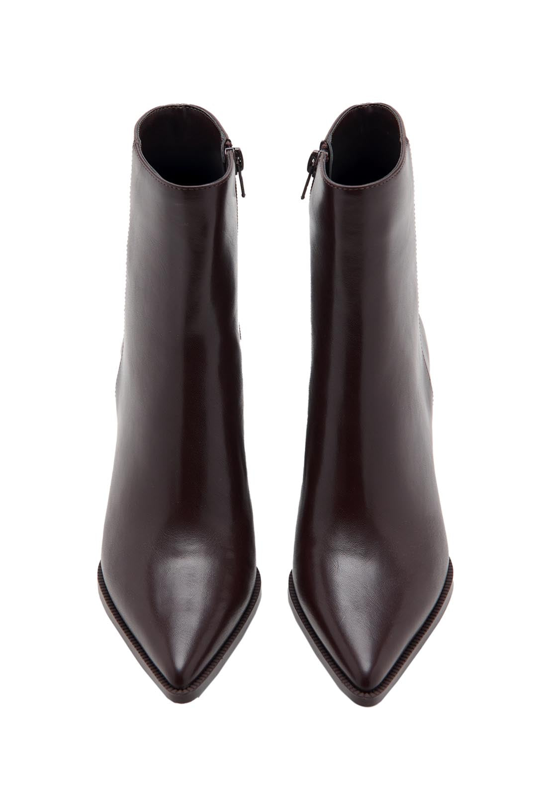 Ankle Boots With Block Heel - Brown