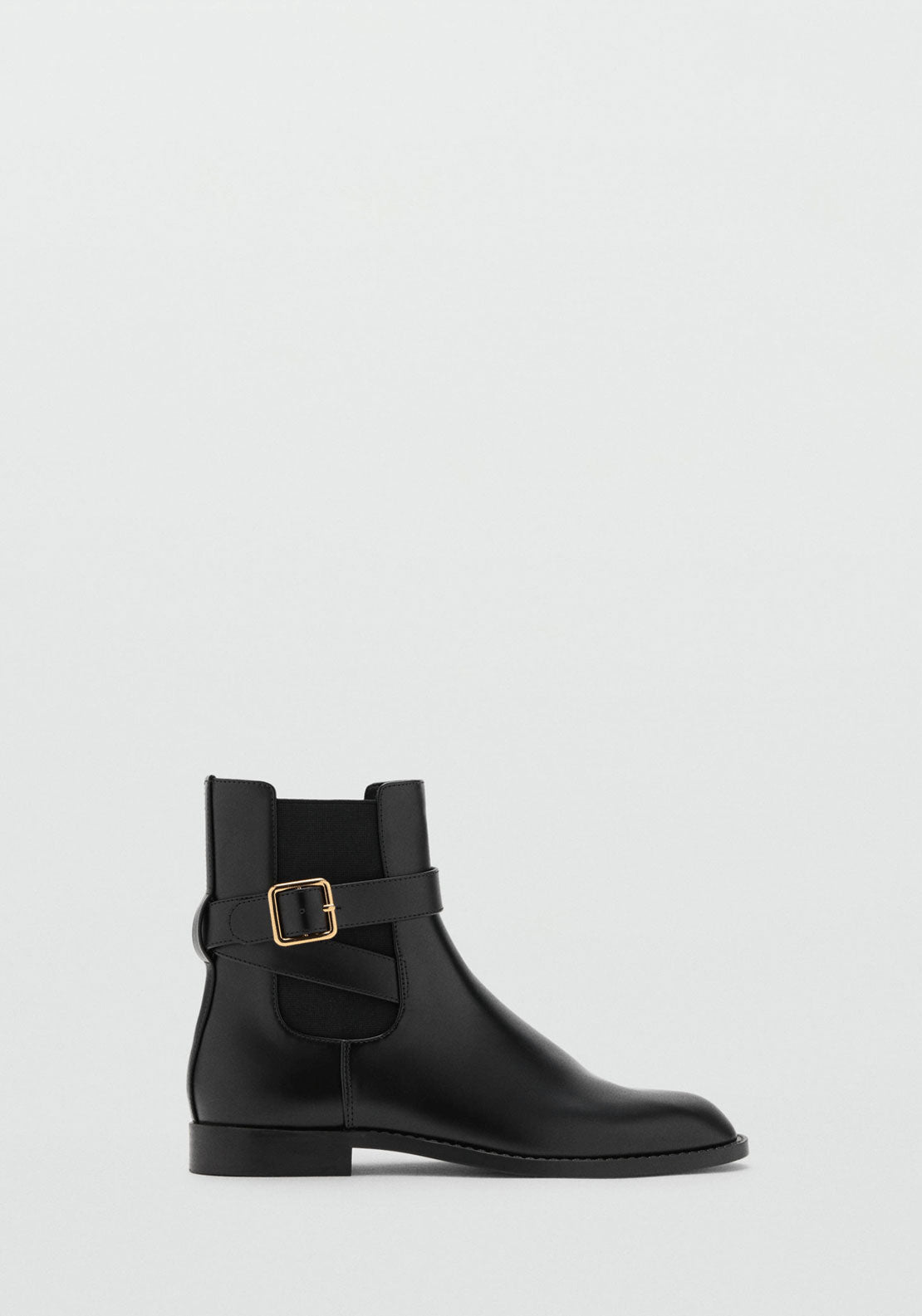 Ankle Boots With Elastic Panel And Buckle - Black