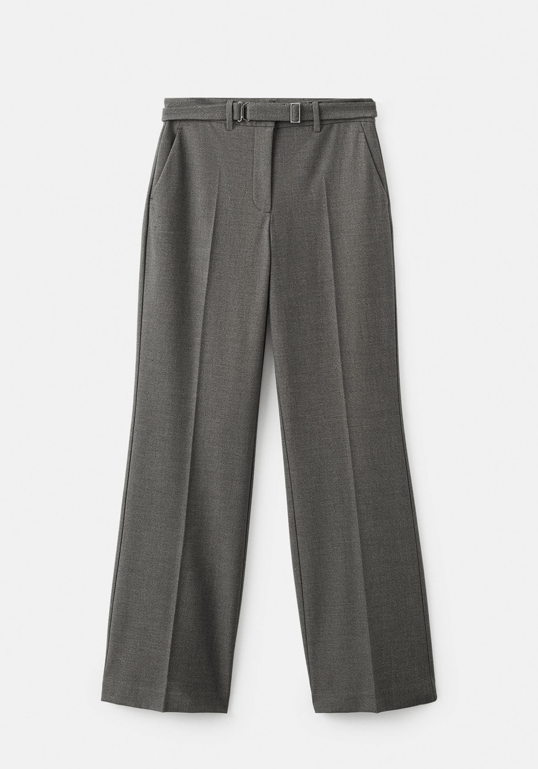 Belt Straight Fit Trousers - Brown