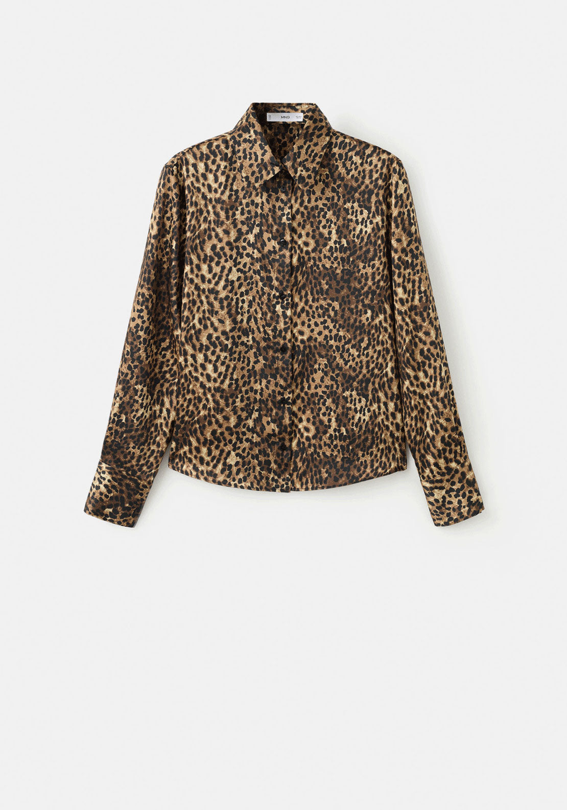 Leopard Print Satin Shirt - Brown