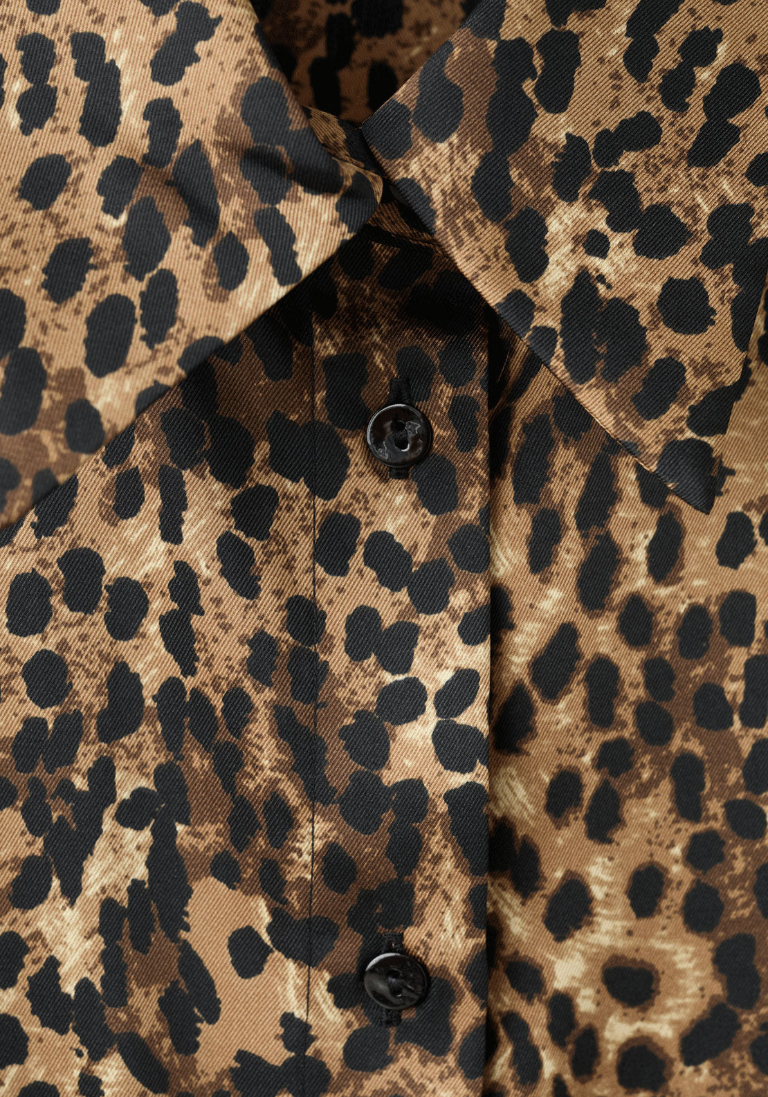 Leopard Print Satin Shirt - Brown