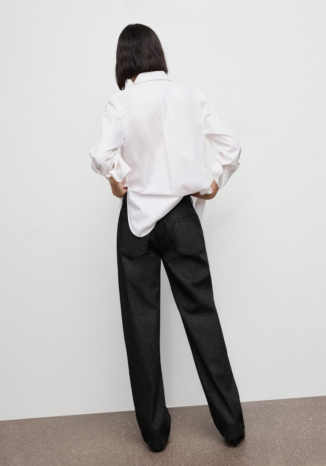 Shiny Straight Leg Jeans - Black