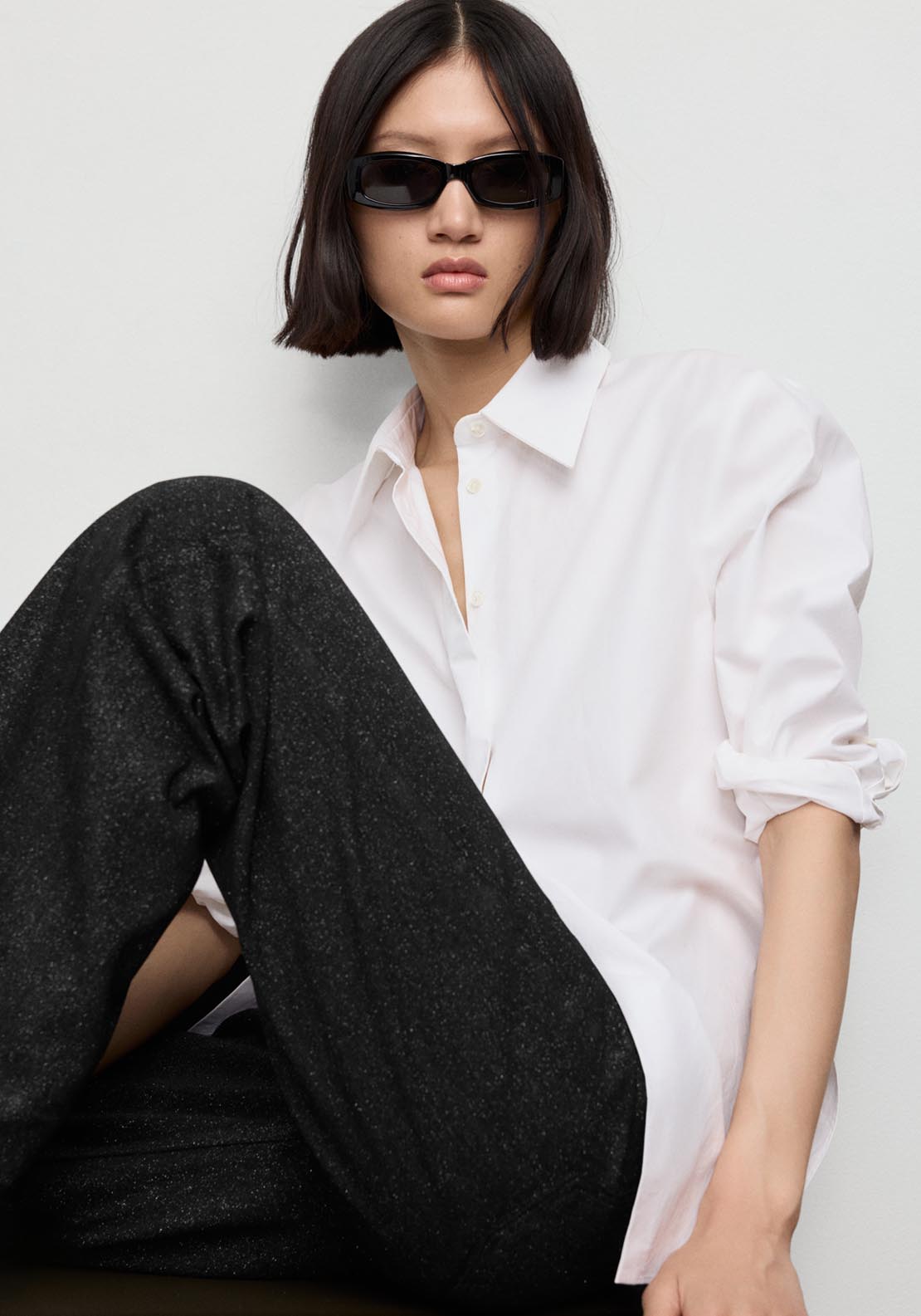 Shiny Straight Leg Jeans - Black