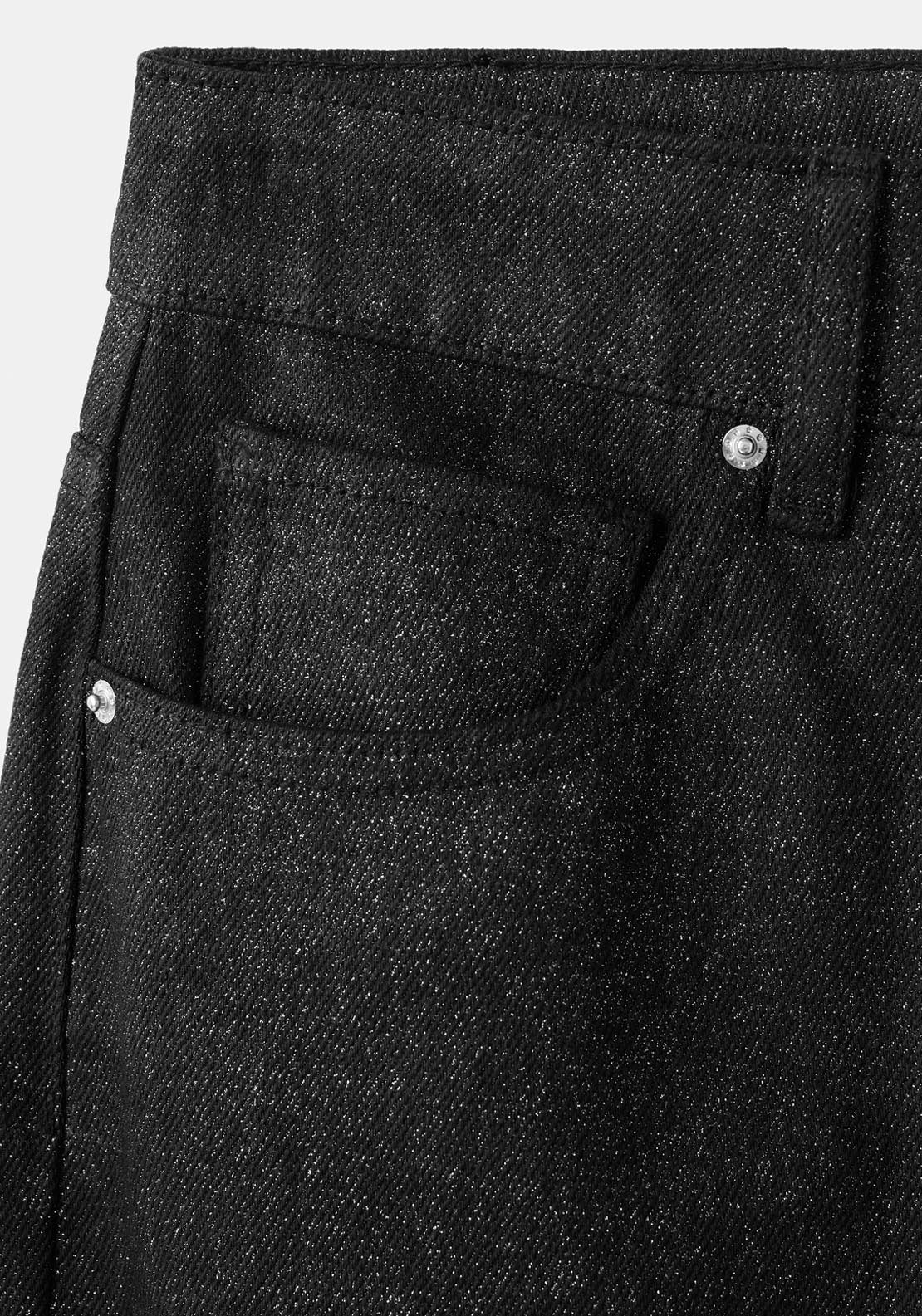 Shiny Straight Leg Jeans - Black