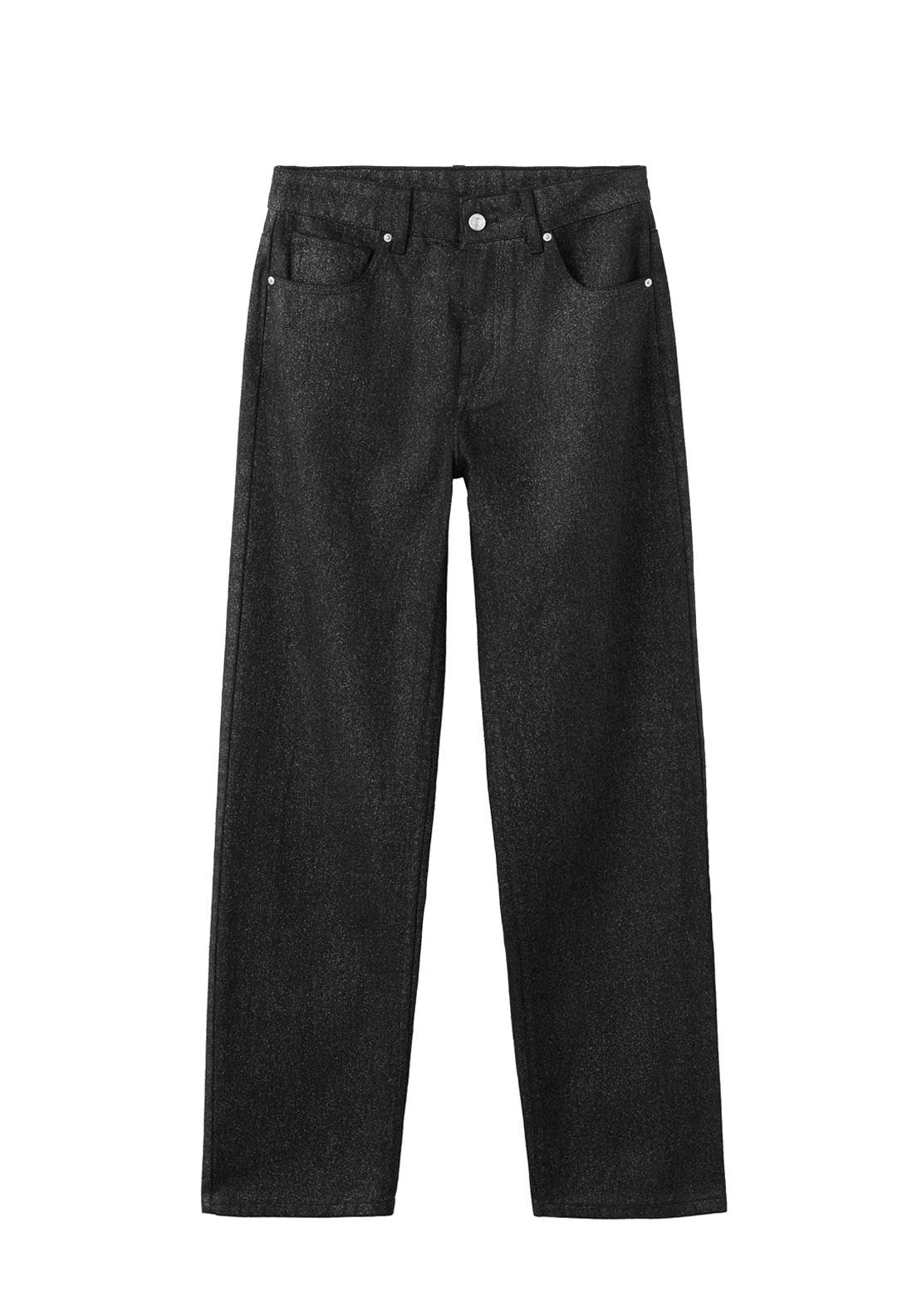 Shiny Straight Leg Jeans - Black