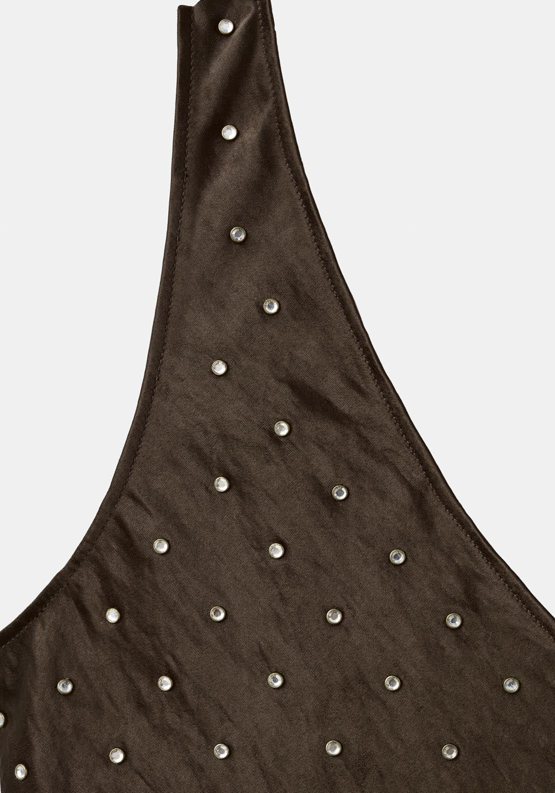 Mango Satin Crinkled Effect Top With Crystals - Brown 6 Shaws Department Stores
