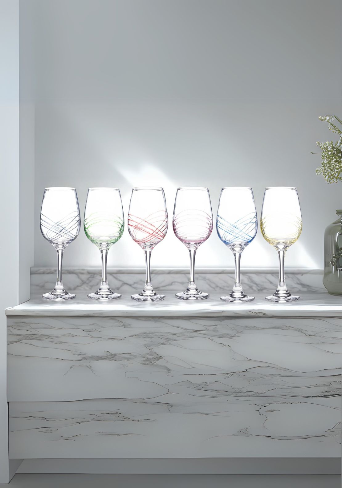 Newgrange Living Swirl Rainbow Party Wine Glass Set Of 6 3 Shaws Department Stores