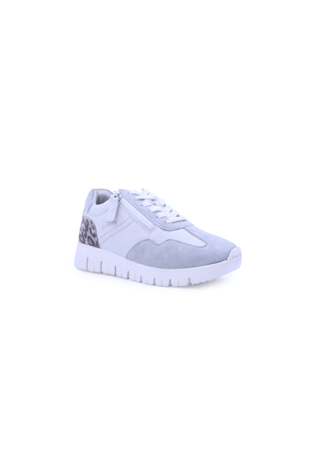 Dubarry Side Zip Leopard Trainer - White 2 Shaws Department Stores