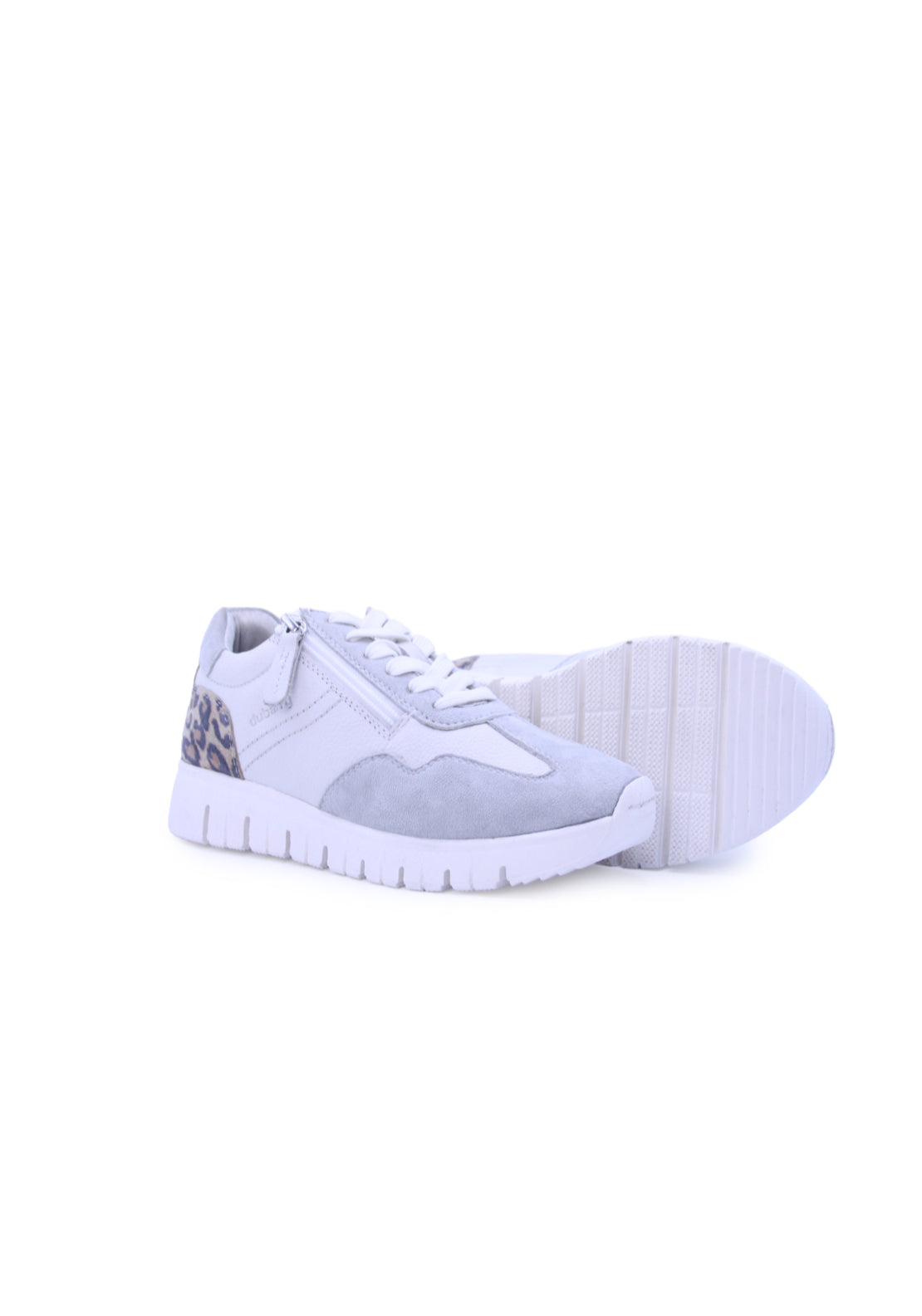 Dubarry Side Zip Leopard Trainer - White 4 Shaws Department Stores