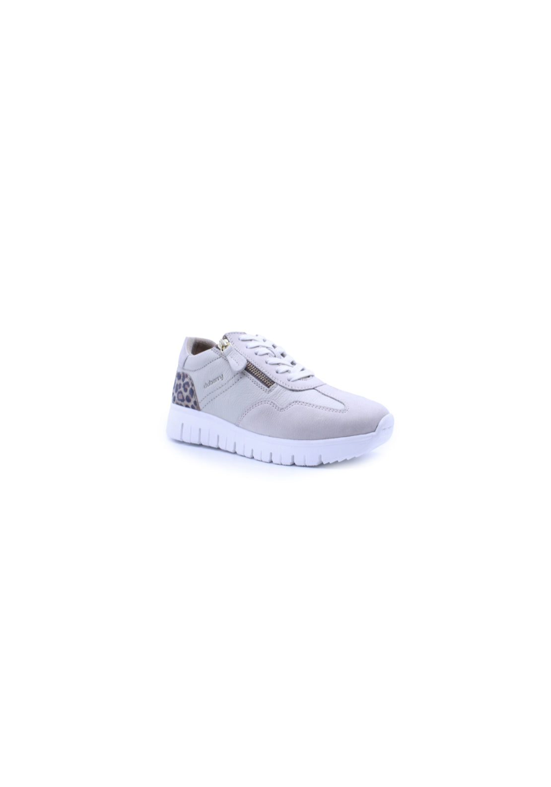 Dubarry Side Zip Leopard Trainer - Beige 2 Shaws Department Stores