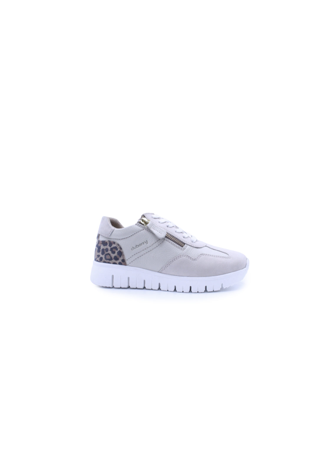 Dubarry Side Zip Leopard Trainer - Beige 1 Shaws Department Stores