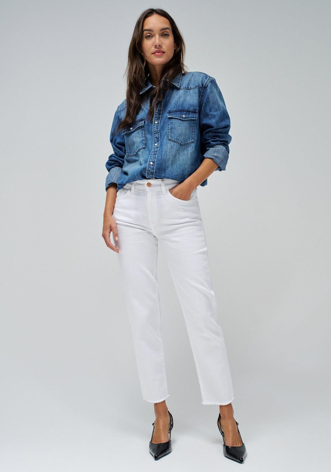 Salsa True Cropped Slim - White 5 Shaws Department Stores