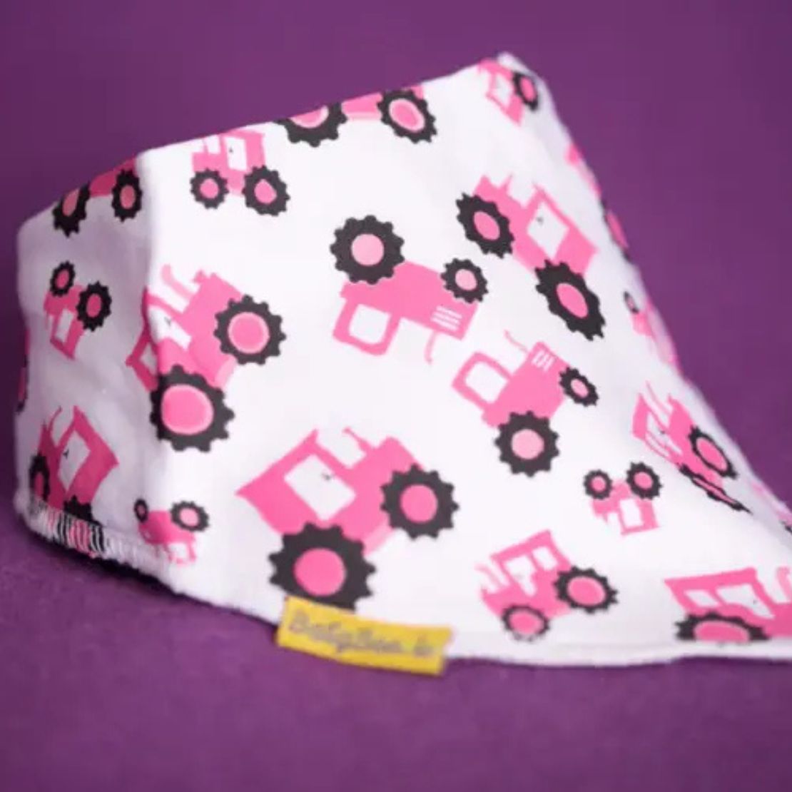 Babyboo Pink Tractors Organic Cotton DribbleBoo Bandana Bib - Pink 2 Shaws Department Stores