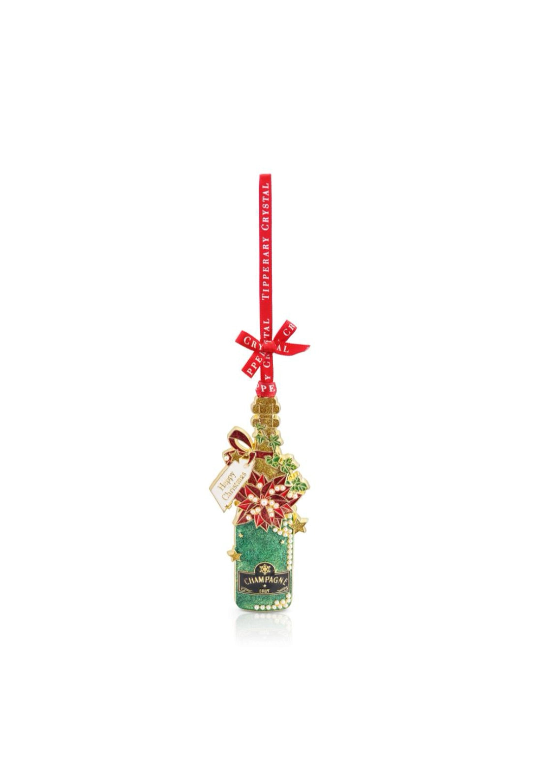 Champagne Bottle Christmas Decoration - Pearl