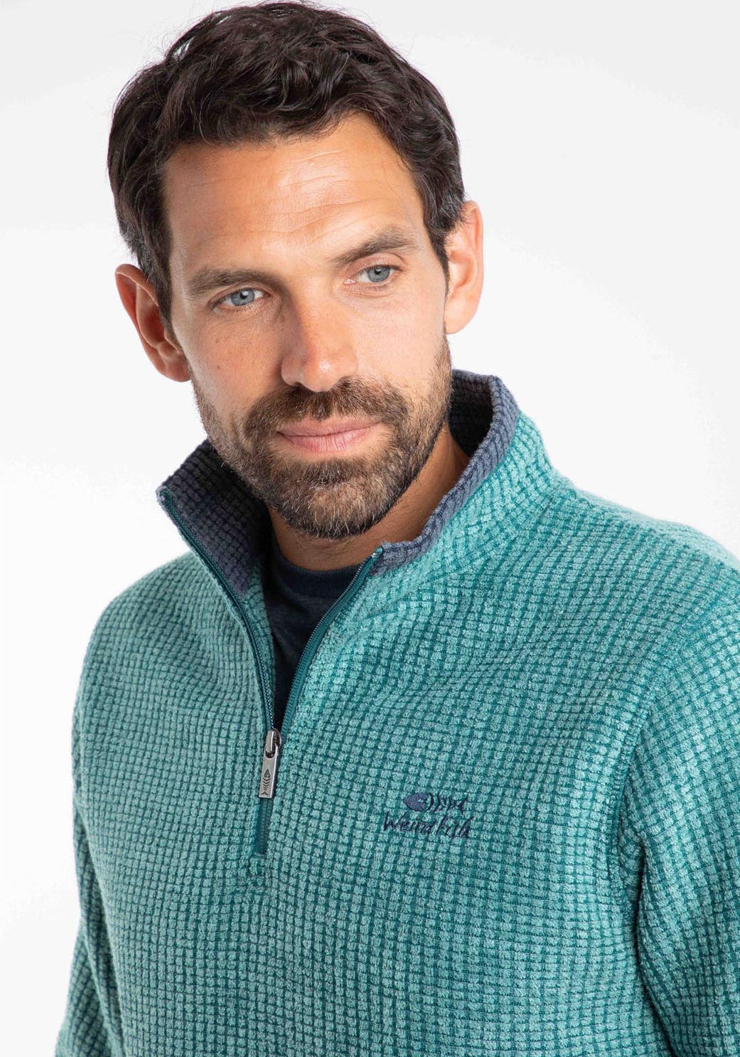 Weird Fish Newark 1/4 Zip Grid Fleece - Leaf Green 3 Shaws Department Stores