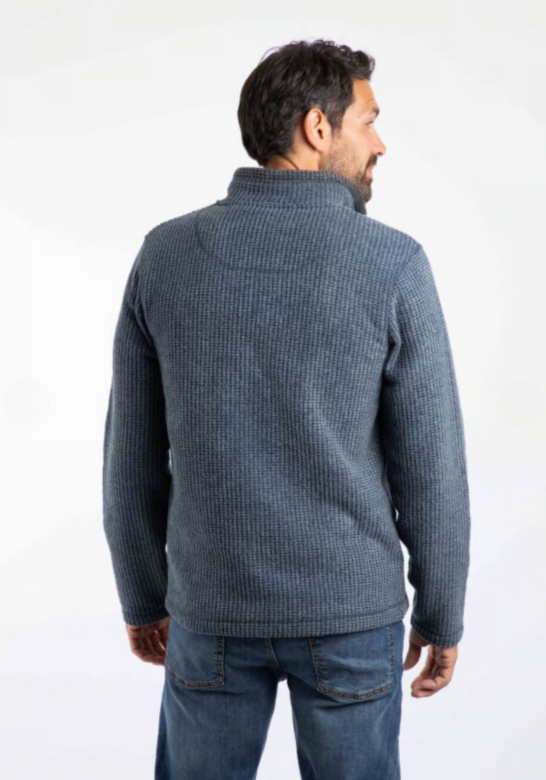 Weird Fish Newark 1/4 Zip Grid Fleece - Navy 2 Shaws Department Stores